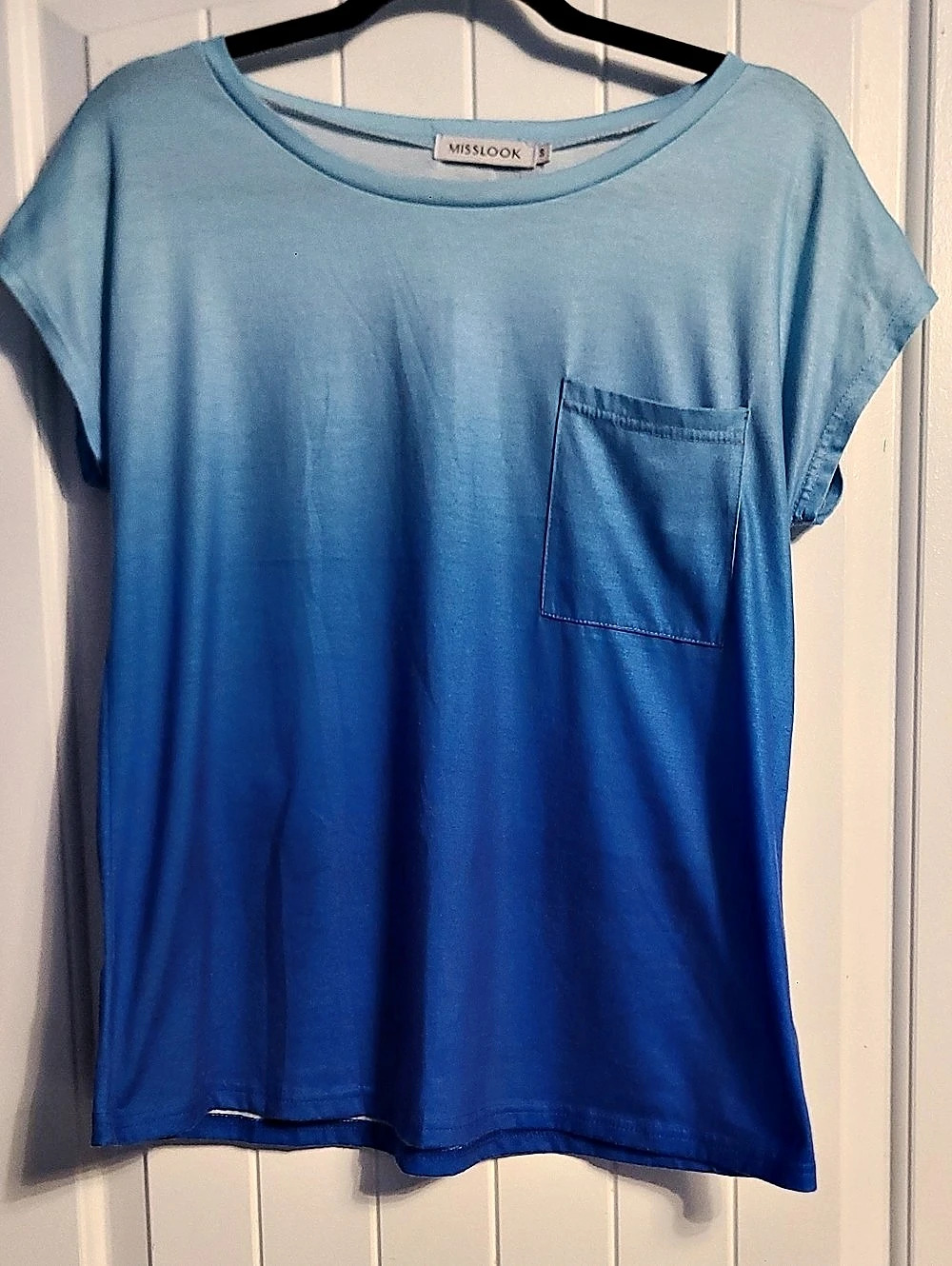 MISSLOOK Ombre Pocket Tee in Blue Like New